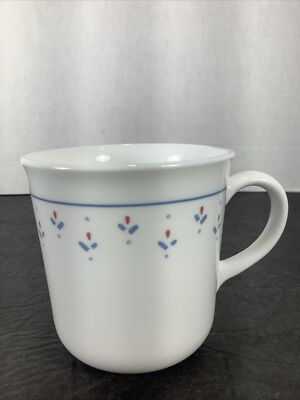 New~Corelle/Corning Ware  Normandy  Coffee/Tea Mug~White, Blue, Red