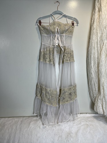 

Прозрачная знойная туника Free People New Romantics с вышивкой, платье миди Duster, Champagne dream
