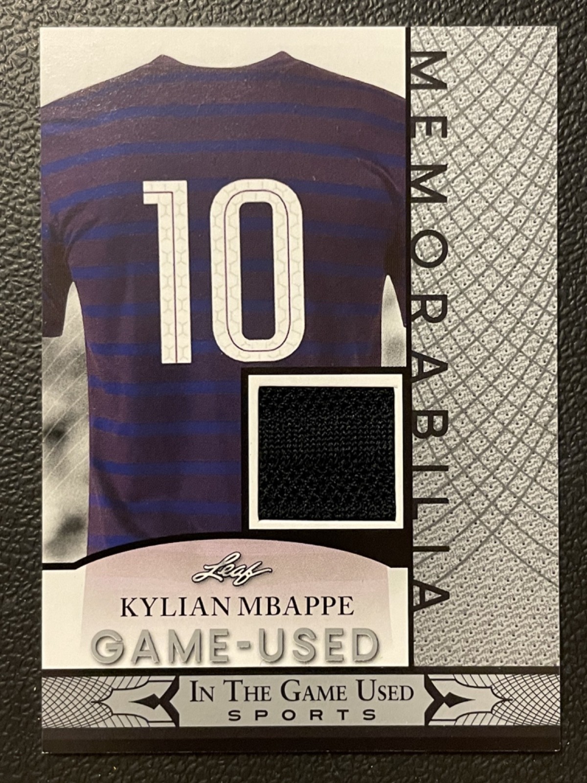 2024 Leaf In The Game Used Memorabilia Silver Kylian Mbappe Jersey