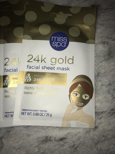 MISS SPA 24K Gold Facial Sheet Mask - Richly Hydrating .88 oz/each (10 Pack)