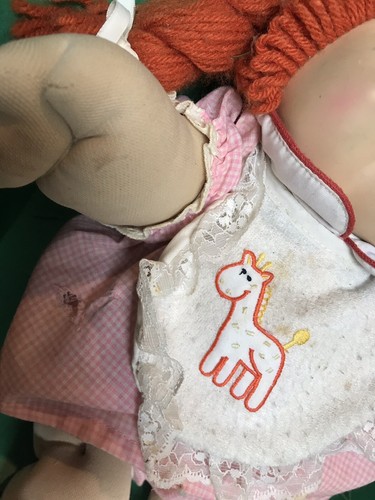 vintage Cabbage Patch Kid with damaged box --1985 red hair w/piggy tails