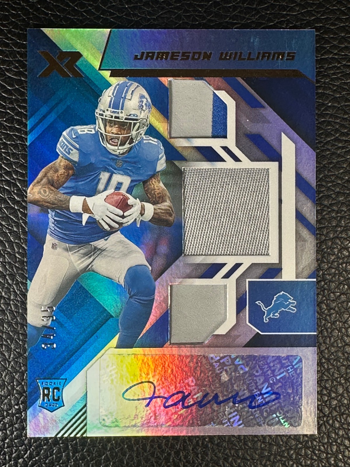 2022 Panini XR #208 Jameson Williams 34/35 Auto Autograph Jersey RC Rookie