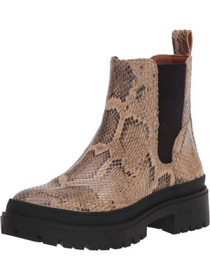 

LUCKY BRAND Женские ботильоны Chelsea Emali на платформе 3/4 дюйма с натуральным бежевым змеиным рисунком 8,5 м, Бежевый, LK-EMALI