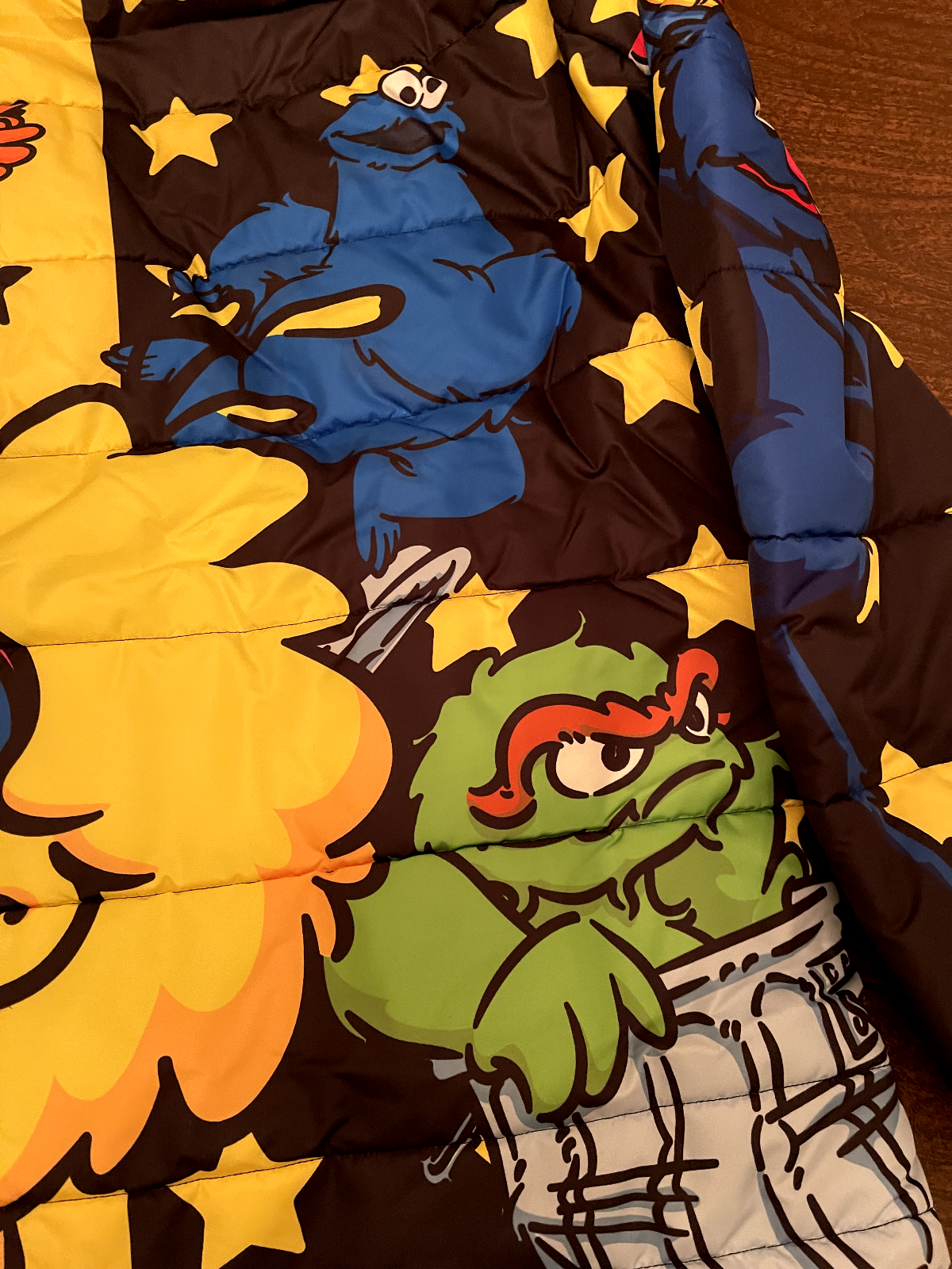 Pre-owned Sesame Street 3x Xxxl  Dekryptic Puffer Jacket Coat Elmo Bert Cookie Grover 3 In Multicolor