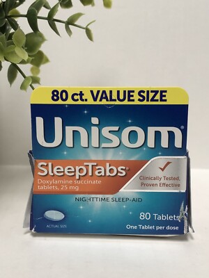 Unisom Sleep Tabs ~ 80ct Exp: 01/2024 ~ FACTORY SEALED ~ Damaged Box
