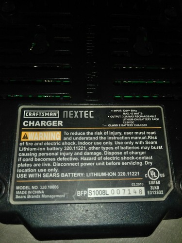 Craftsman NEXTEC DieHard 12V Lithium Ion Charger 320.10006
