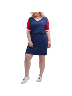 Женское синее платье с коротким рукавом TOMMY HILFIGER SPORT 1X