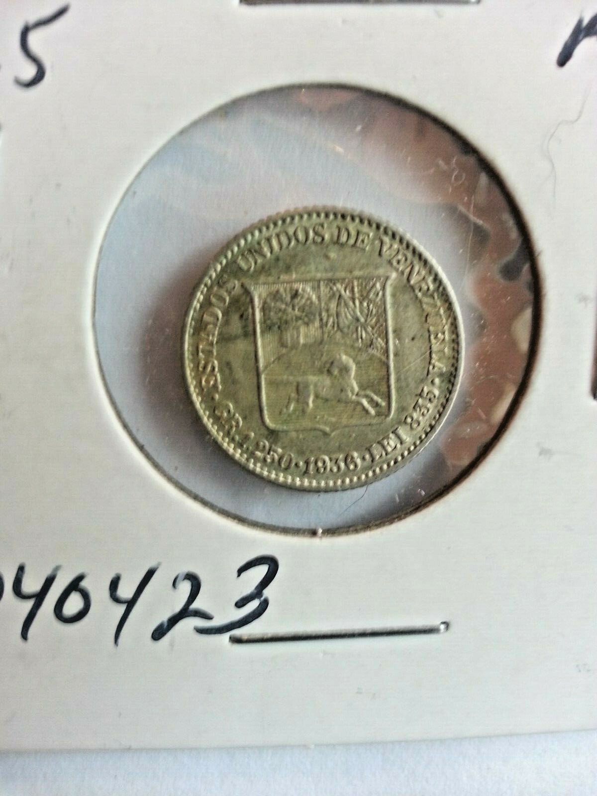 1/4 Bolivar Gram 1.25 1936 Venezuela Silver coin AU 040423