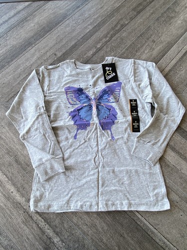 Kids Butterfly Over-sized Graphic T Shirt Long Sleeve Art
