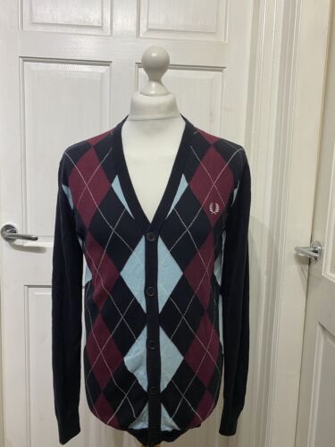 Fred Perry Argyle Cardigan Size M Excellent eBay