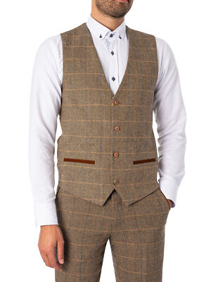 

Мужской твидовый жилет в клетку Marc Darcy, коричневый, TED-WAISTCOAT