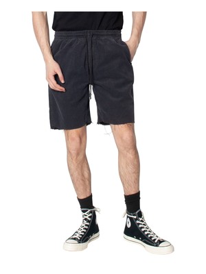 

ZGY DENIM Мужские черные хлопковые шорты свободного покроя с завязками на плоской лямке, Черный, ZM-1702