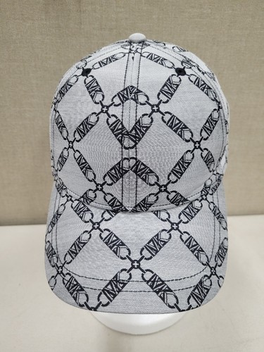 New Michael Kors Empire Logo Jacquard Baseball Cap Gray, Black One Size