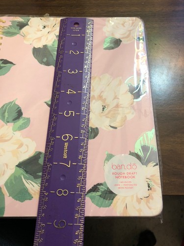 Ban.do - Rough Draft Spiral Lined Notebook - Floral Pink Cream White Flowers