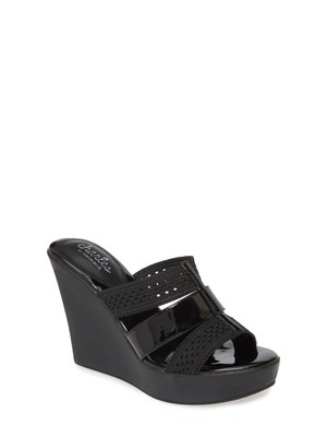 CHARLES BY CHARLES DAVID Womens Black 1 Platform Pure Wedge Sandals Shoes 8.5 M