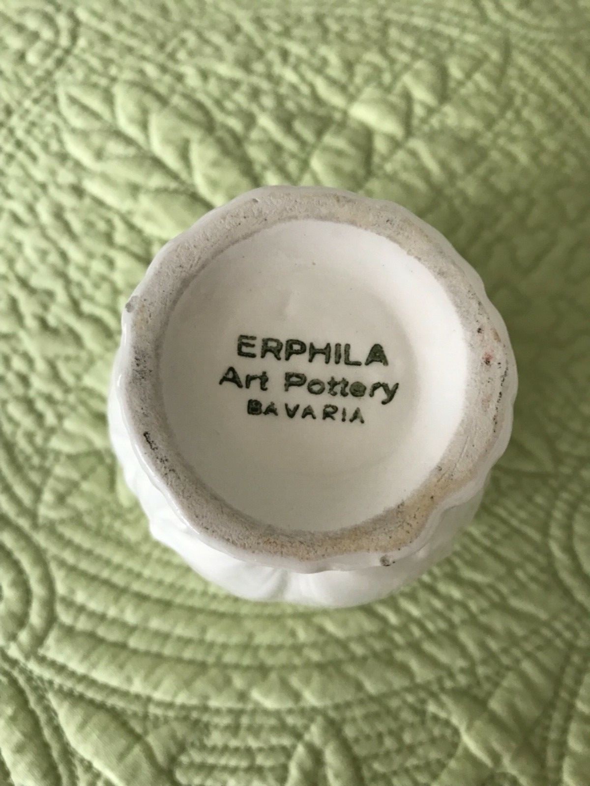 Vintage ERPHILA Art Pottery small white leaf vase Bavaria