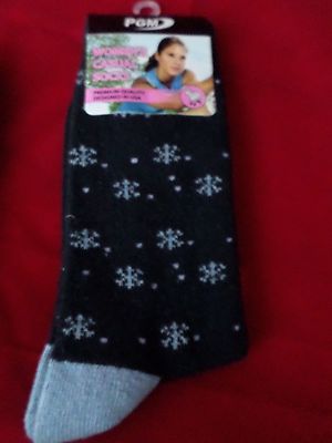 1 Pair PGM 20% Merino Wool Womens Trouser Socks Snowflakes 4-9