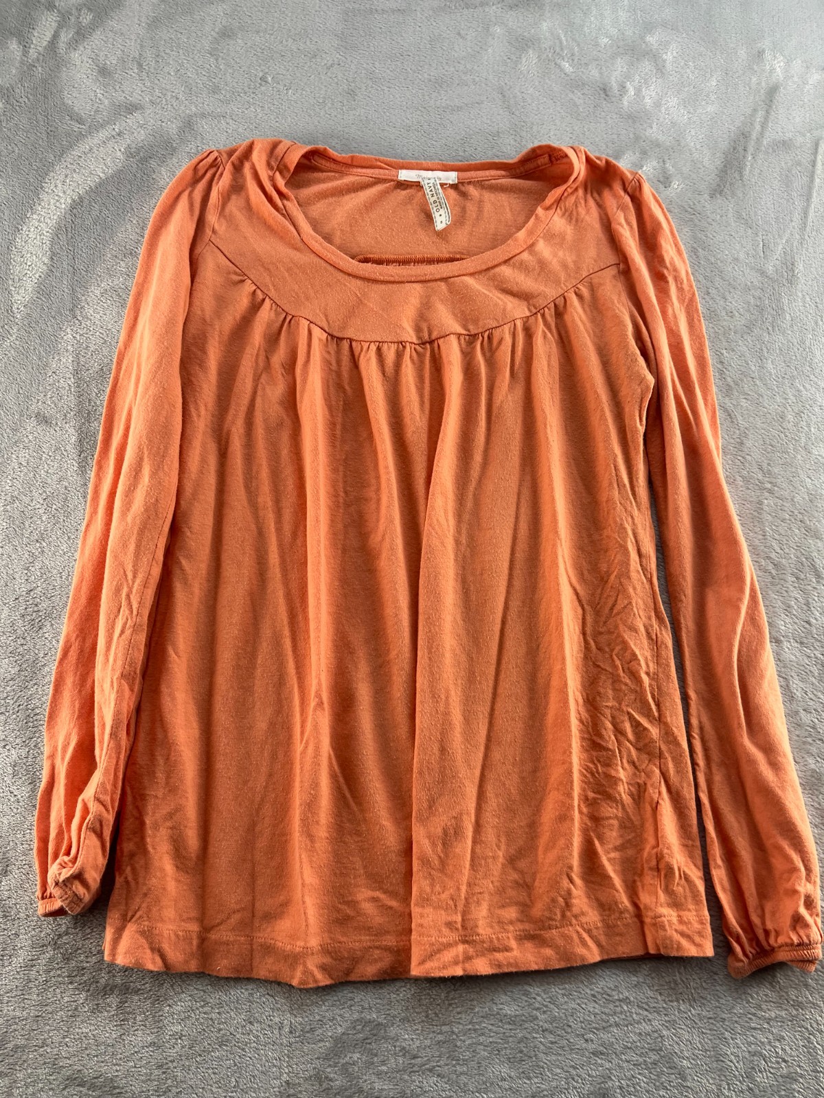 Old Navy Maternity Top Womens Small Orange Long Sleeve Casual Cotton Blend