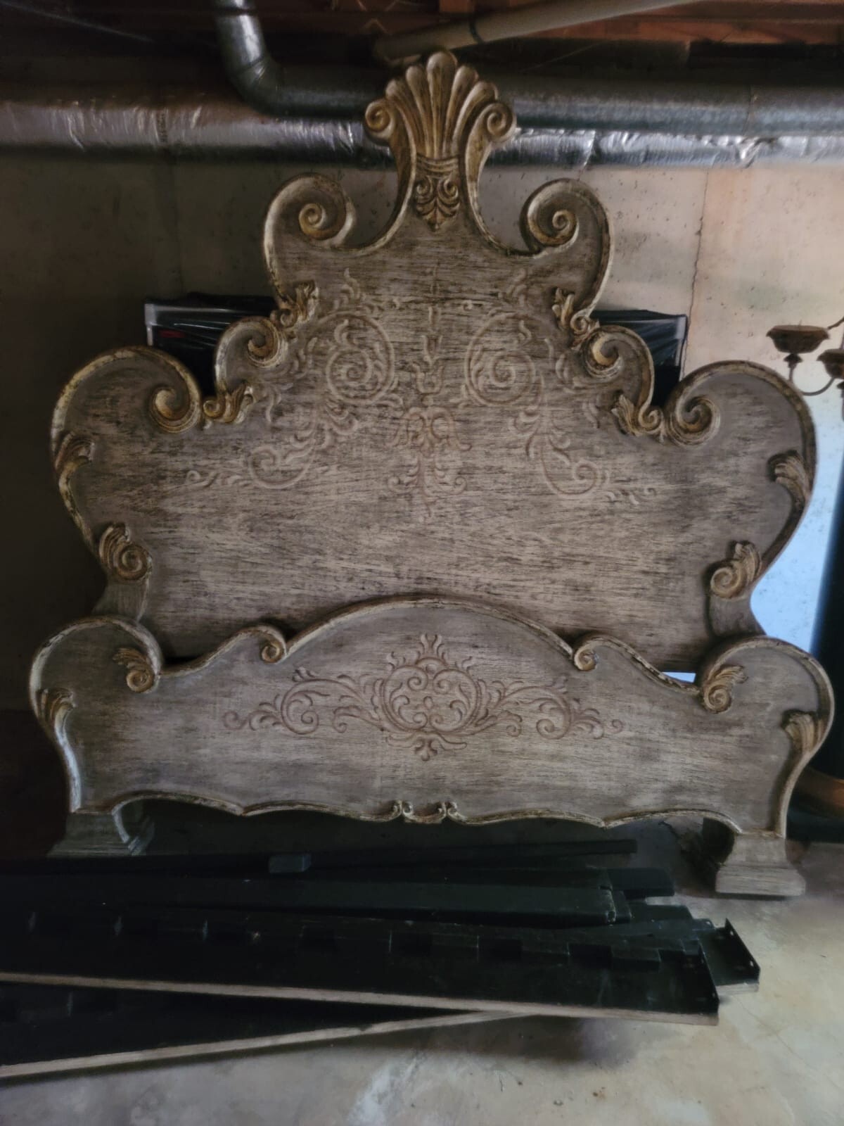 Wooden King Size Bed Hand Carved and Painted Peruvian