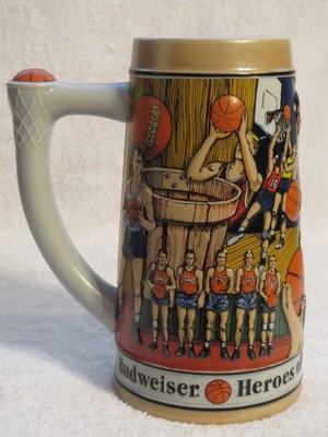 Heroes of the Hardwood 1991 Budweiser Basketball Stein Mug Anheuser Busch