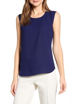 

ANNE KLEIN Женский темно-синий топ без рукавов с круглым вырезом Размер, Navy