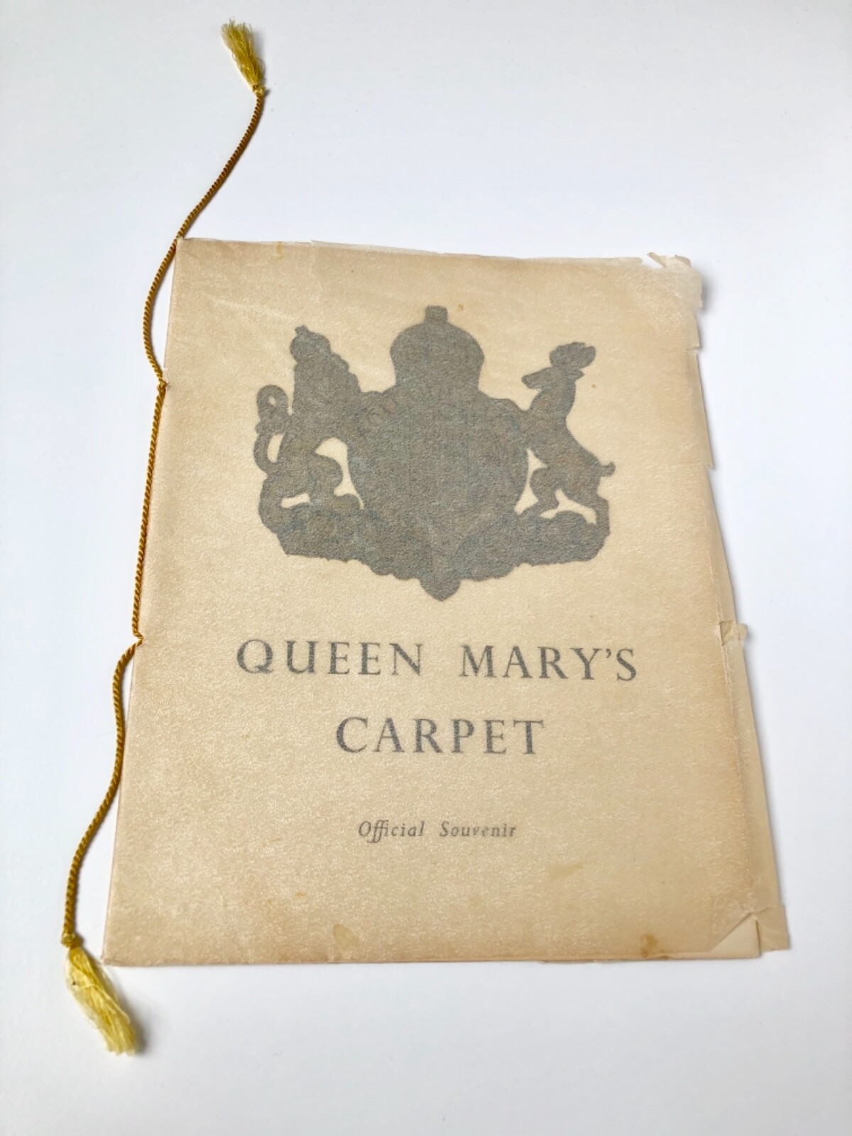 Antique 1950 QUEEN MARY’S CARPET Official Souvenir Booklet Protective Cover