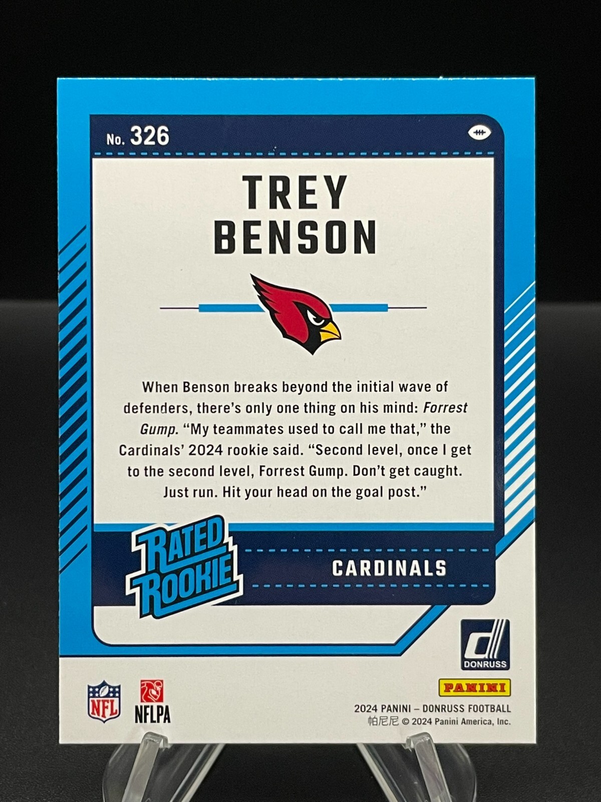 Additional photo 2 of 2024 Donruss Football - Trey Benson Rated Rookie RC - #326 CARDINALS MINT