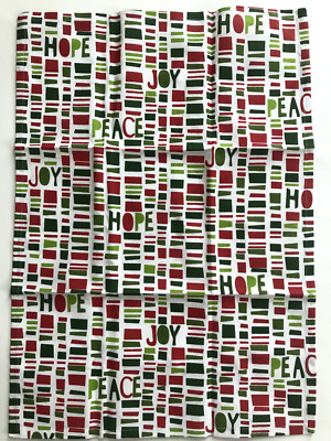 TAG/Tag2U/TagLtd.- HOPE~PEACE~JOY DISHTOWEL x 1- Green/Red/White NEW- NWT