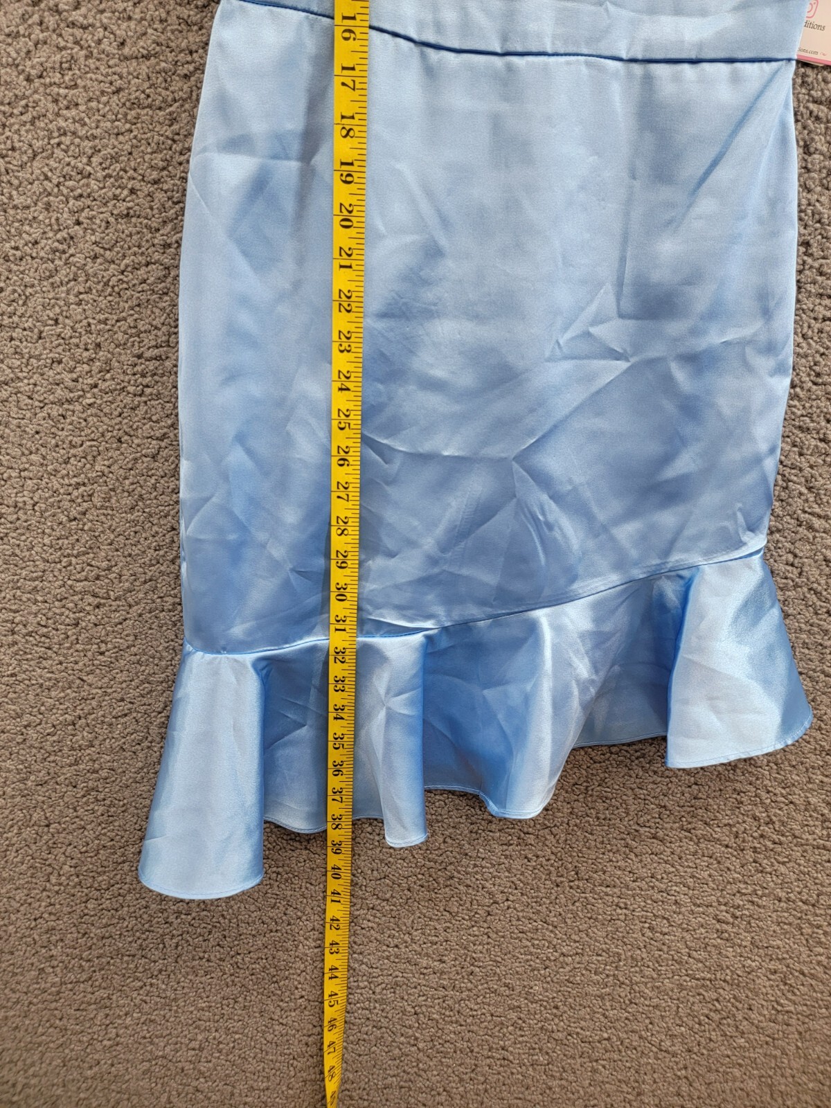 Rare Editions Sleeveless Imitation Pearl Halter Dress Big Girls 16 Blue Back Zip - Picture 7 of 16