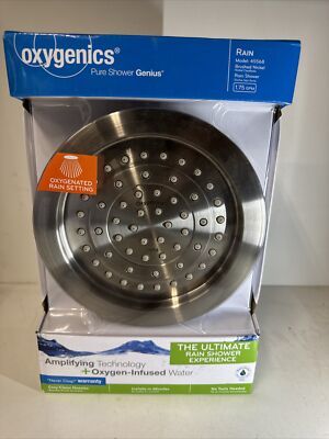 Oxygenics Rain Shower Fixed Head Brushed Nickel 1.75 GPM #45568 Oxygenated Water