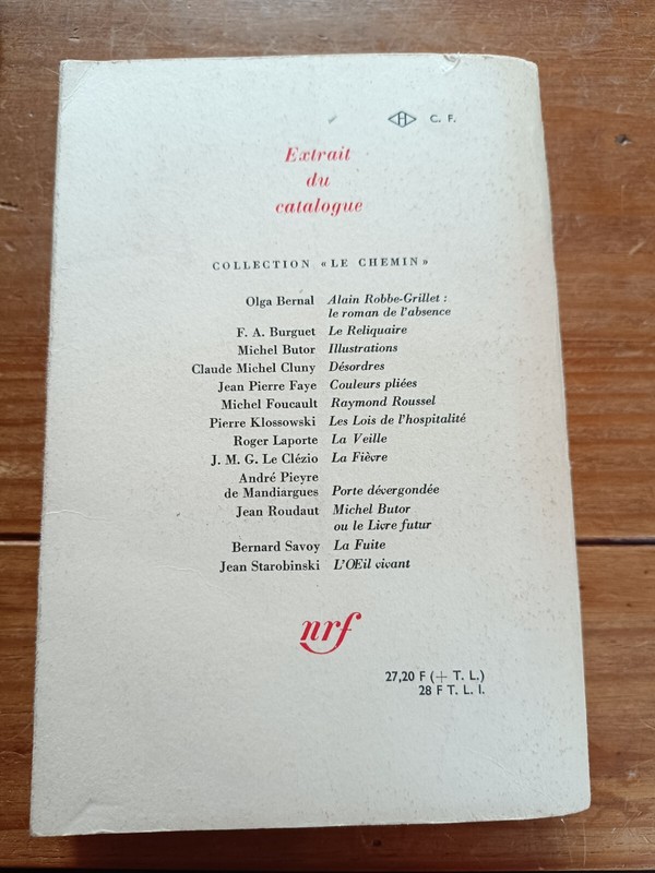 L'Adoration Roman De Jacques Borel Eo De 1965.