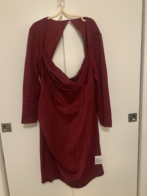 ASOS Maroon Lace Sleeves A-Line Dress Size 22