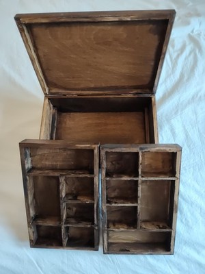 Wooden Sewing Box Vintage Haberdashery Design Crafts Storage 30cm x 20cm Large