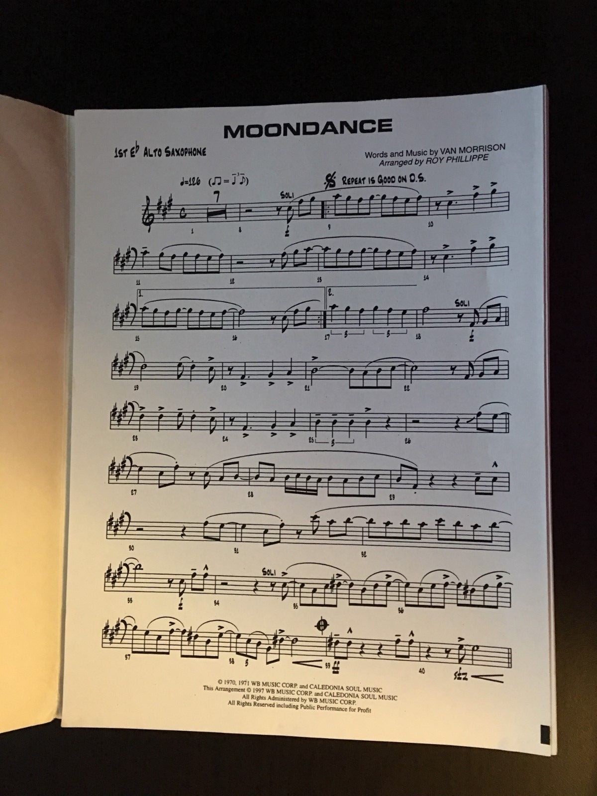 MOONDANCE Jazz Band Series SHEET MUSIC Conductor & Parts Paperback Van Morrison