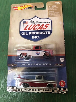 Lot Of 2 Hot Wheels Boulevard Custom '62 Chevy Pickup #8 And Lucas Oil Premium
