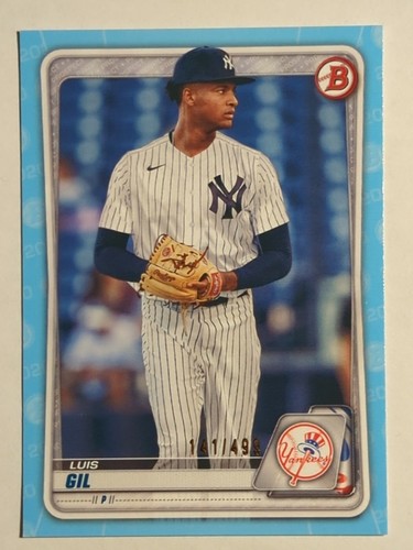 2020 Bowman Draft Luis Gil Sky Blue Parallel /499 NY Yankees