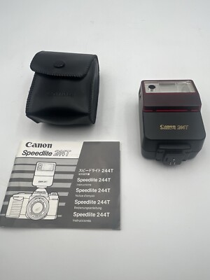 Canon Speedlite 244T Shoe Mount Flash for  Canon w/Case & Manual. Tested