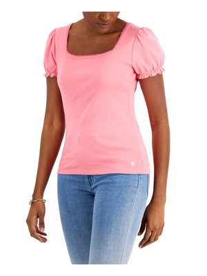 

TOMMY HILFIGER Женский розовый топ с рукавами-пуф и квадратным вырезом