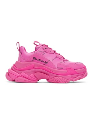 

BALENCIAGA Женские розовые спортивные кроссовки на платформе 1-1/2 дюйма Triple S с круглым носком, Розовый, 524039W2FA1