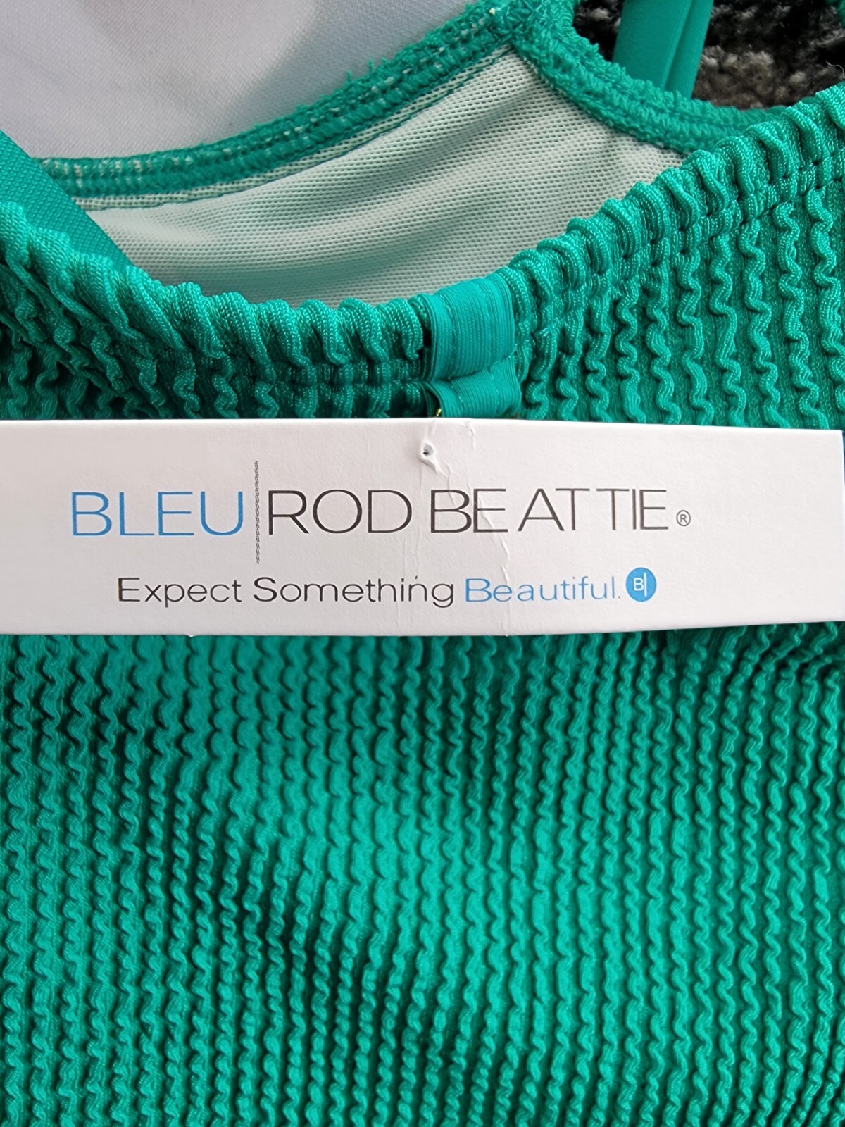 Bleu Rod Beattie Textured Halter One Piece Swimsuit Women's 14 Laguna Tie Neck - Picture 14 of 15