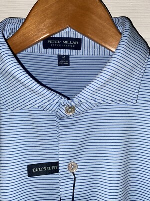 Peter Millar Crown Crafted  Indigo Performance Jersey Golf Polo Medium￼￼￼