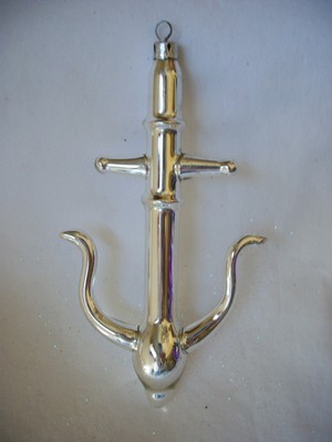 radko 1988 "anchor" ~vintage~ rare silver nautical ornament new
