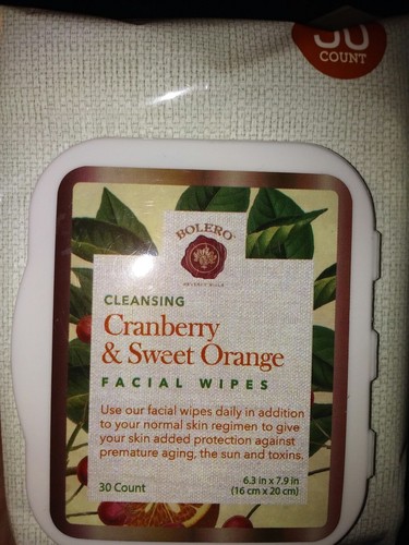 BOLERO Beverly Hills Facial Wipes Cranberry & Sweet Orange lot of 2