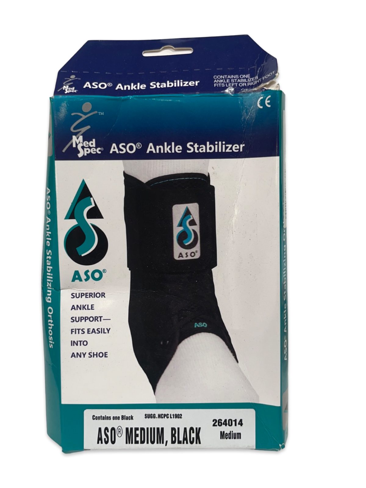 U ② Med Spec 264014 Medium Size ASO Ankle Stabilizer - Black Fast