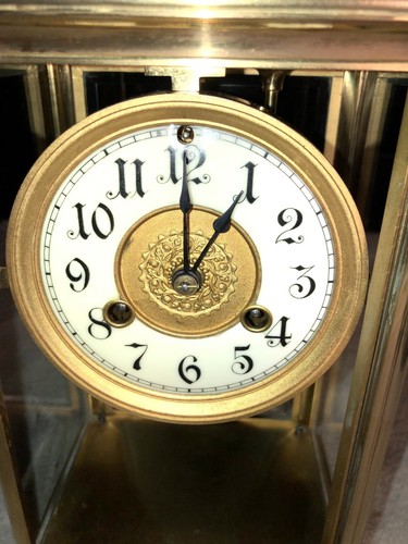 1910’s Antique Waterbury Crystal Regulator Mantel Shelf Clock Working Correctly
