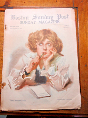 1913 AMERICAN SUNDAY MAGAZINE JAMES MONTGOMERY FLAGG COVER CHRISTMAS LAST CALL