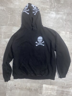 Vintage Liquid Blue Skull Graphic Hoodie! (Size L) Y2K SUPREME VLONE HELLSTAR