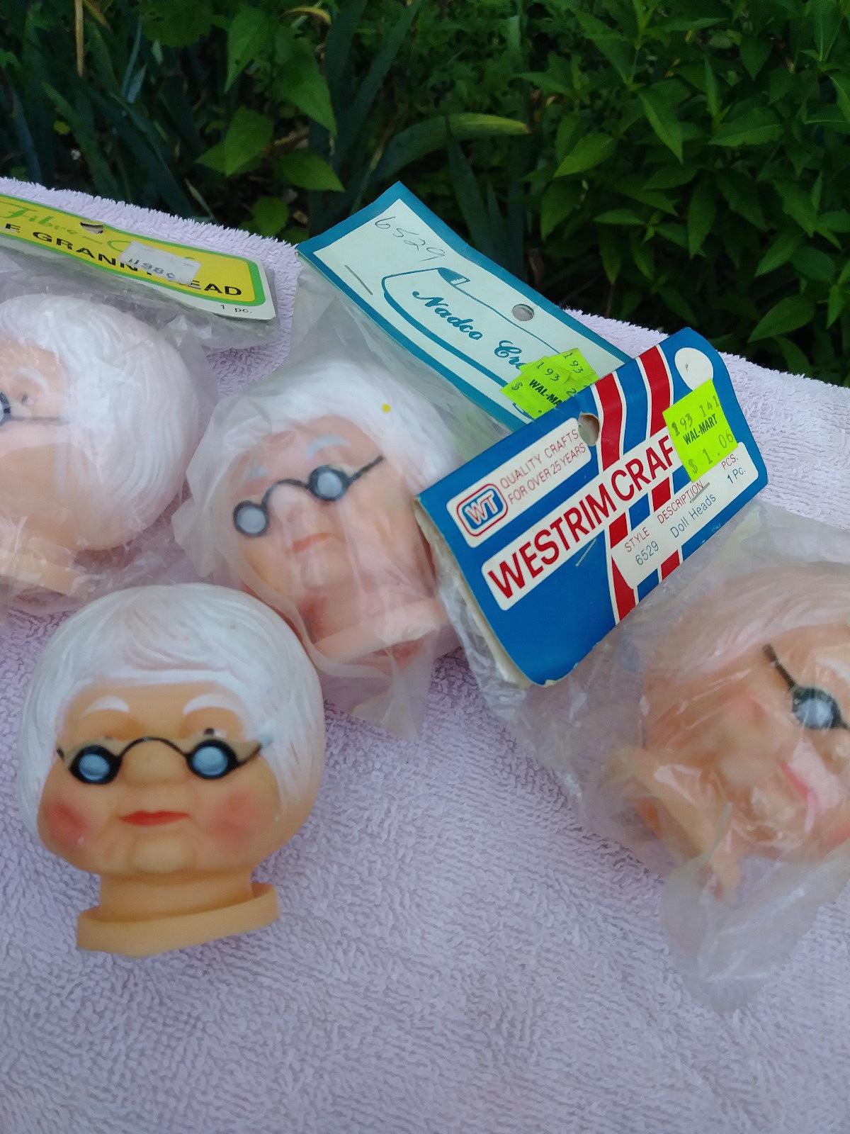 Crafts Assorted 6- Plastic Granny Heads 2 3/4