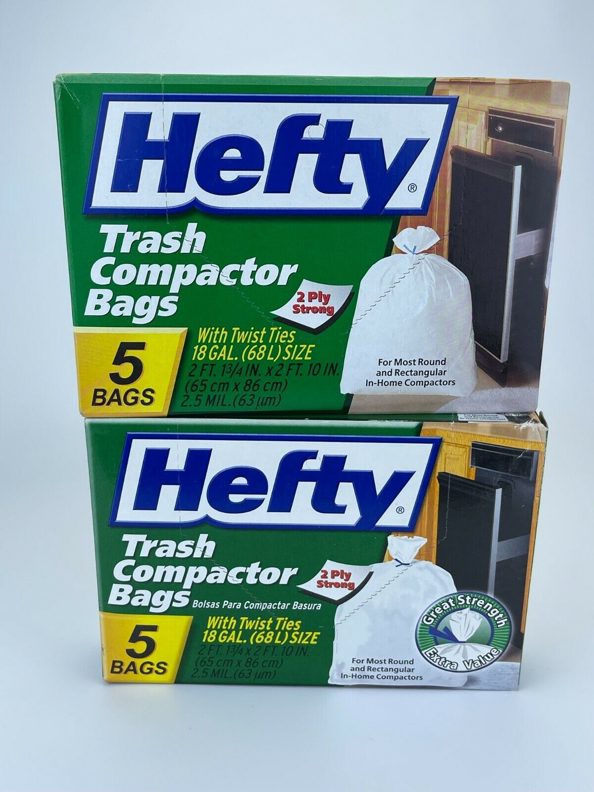 Hefty Backpack Liner 5ct Trash Compactor Twist Tie Bags 18 Gal...