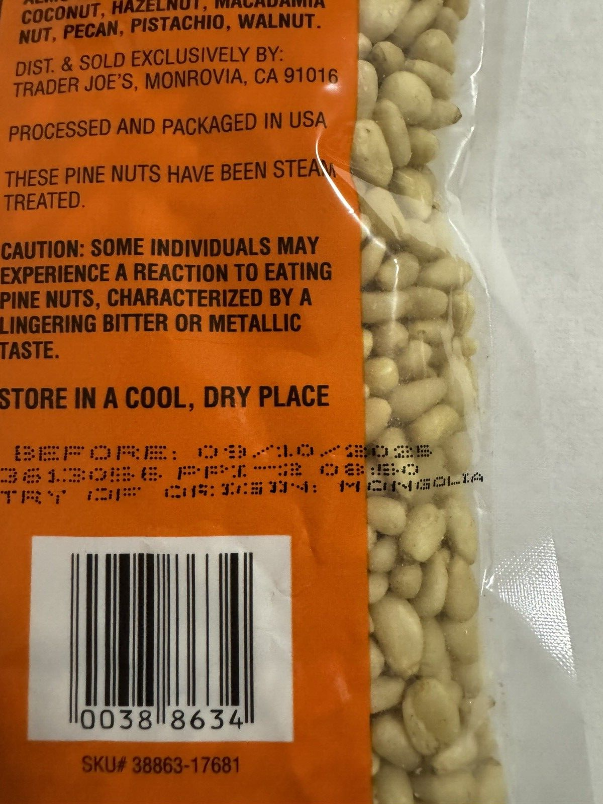 4 Packs New Trader Joe's Unroasted & Unsalted Pignolias Pine Nuts 8oz Each X 4